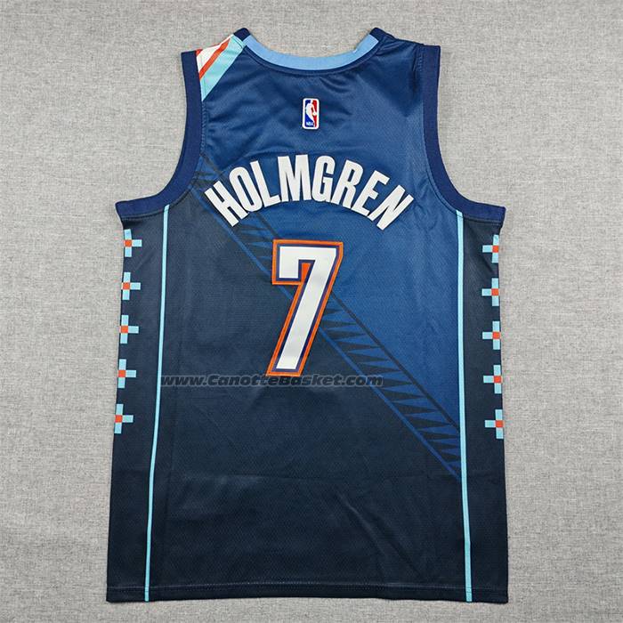 Maglia Oklahoma City Thunder Chet Holmgren No 7 Citta 2025-26 Blu